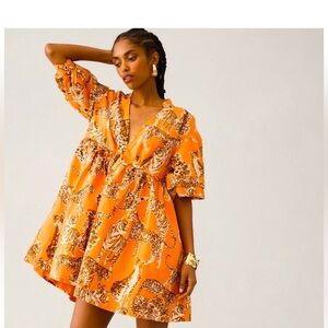 Maeve by Anthropologie Orange Tiger Print Dress